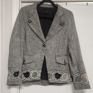 Wool Embroidered Sequin Blazer Sz M